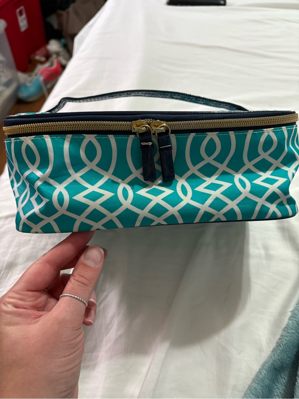 Women’s Teal Geometric Cosmetic Pouch